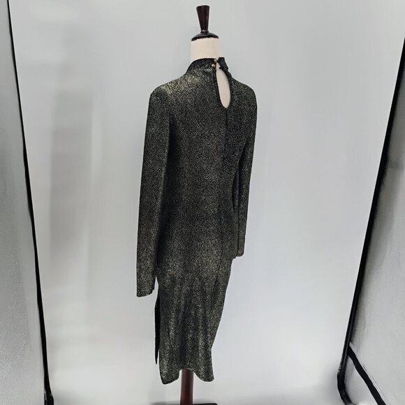 Club L London Gold & Black Dress Size 12 brand metallic bodycon textured sequin - Picture 6 of 14